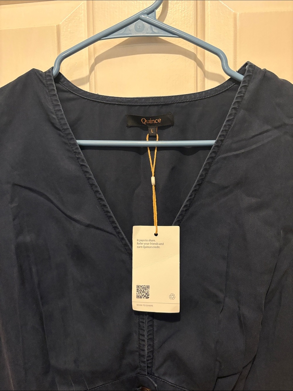 NWT | Quince | Vintage Wash Tencel Button Front Midi Dress - Picture 4 of 6